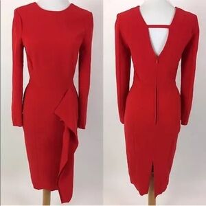NWT H&M Long Sleeve Ruffle Red Dress